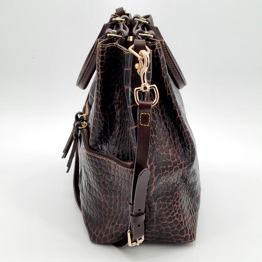 Dooney & Bourke Dillen Croco Leather Satchel - Espresso Dark Brown Bag - Picture 5 of 16